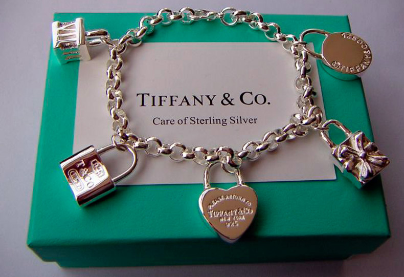 Silver clasps from the Tiffany jewelry brand