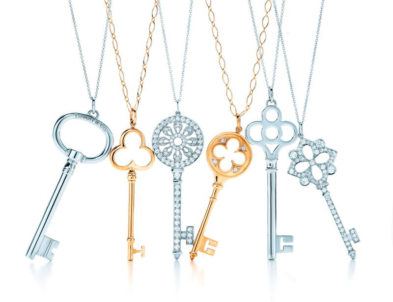 Gold and silver jewelry from Tiffany, keys