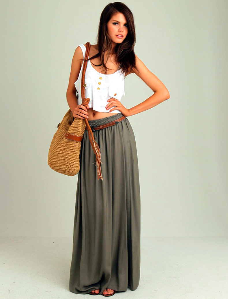 Girl in a maxi skirt photo