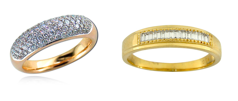 Gold rings with diamonds, jewelry