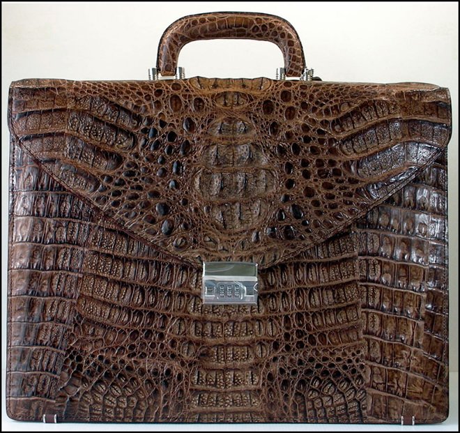 Crocodile leather business briefcase photo