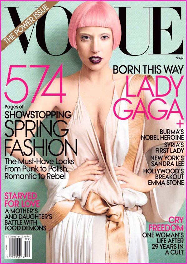 Singer Lady Gaga, cover photo of VOGUE