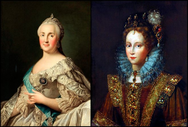 Queen Catherine II and Elizabeth I