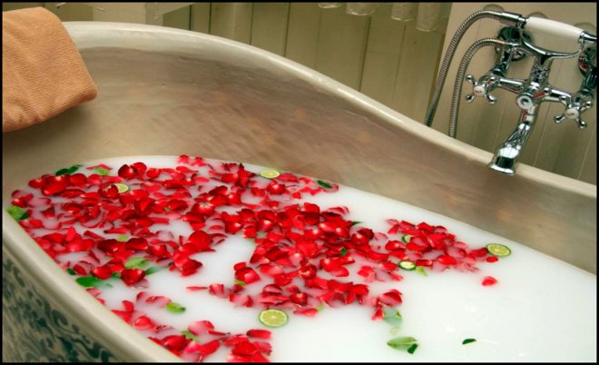 rose petal bath