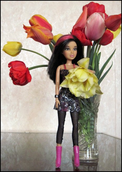 Doll Marta LIV and flowers tulips