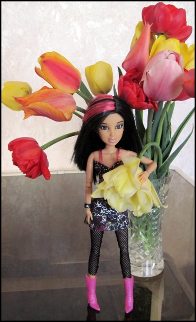 Doll Marta LIV and flowers tulips