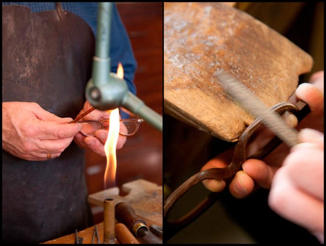 Atelier de monture de lunettes en carapace de tortue