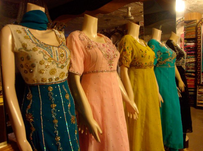 Dresses embroidered with beads