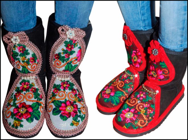 Pavlovo Posad ornaments on felt boots