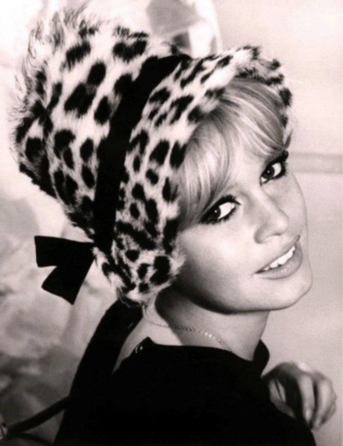 Brigitte Bardot in a leopard hat