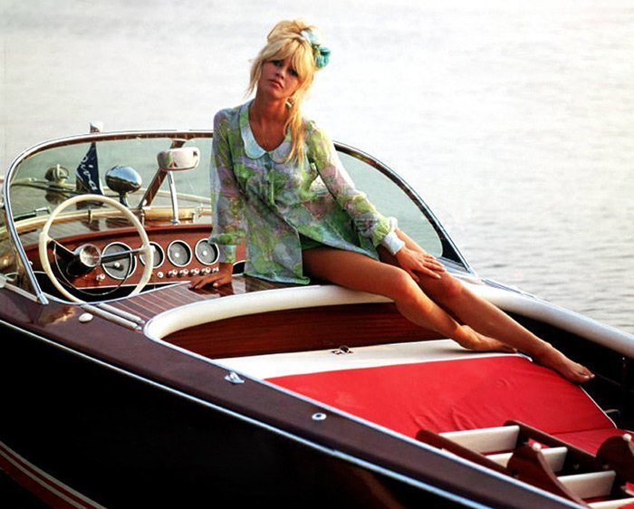 Photo of Brigitte Bardot on a boat