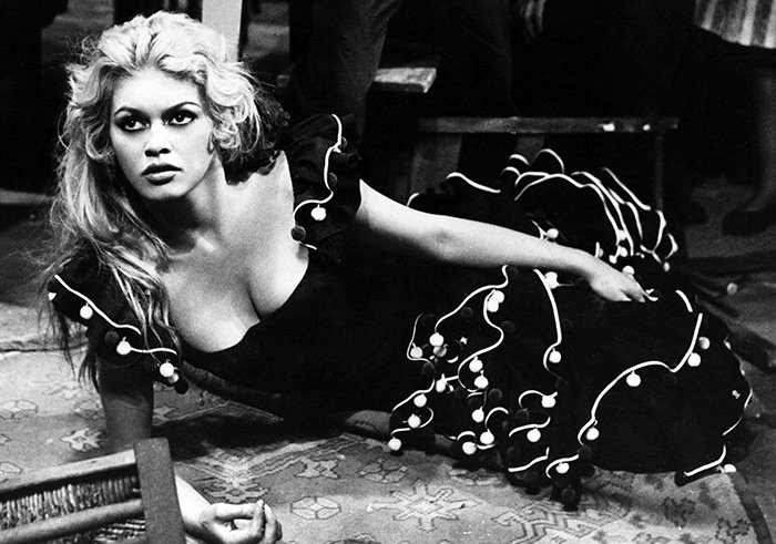 Photo of Brigitte Bardot on the set of the film