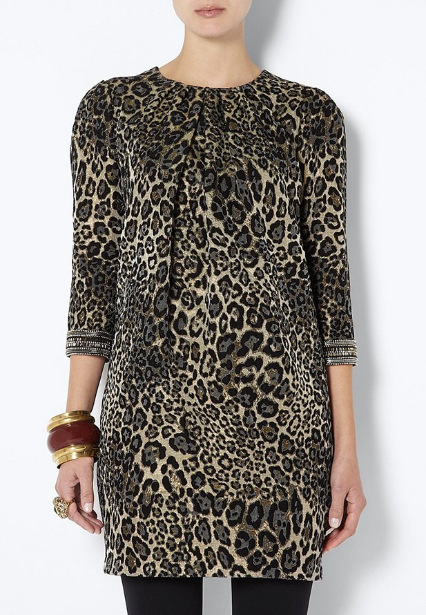 Leopard dress, brocade fabric, photo