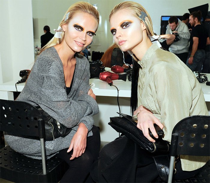 Model Natasha Poly with her friend