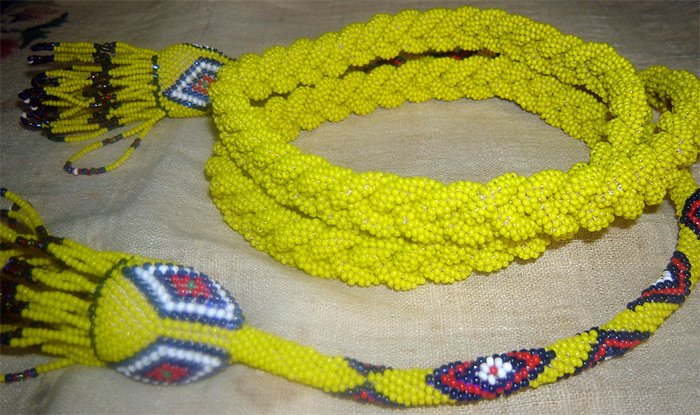 Yellow beaded belt photo