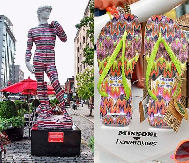 Statue of David in clothes by Missoni photo