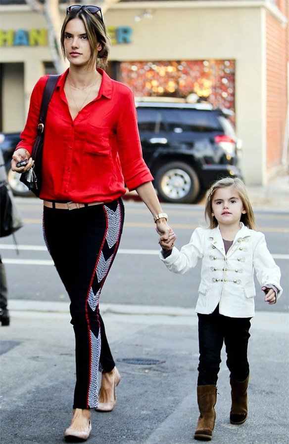 Model Alessandra Ambrosio with a child