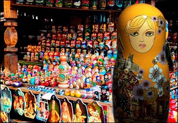 Modern dolls and Russian nesting dolls