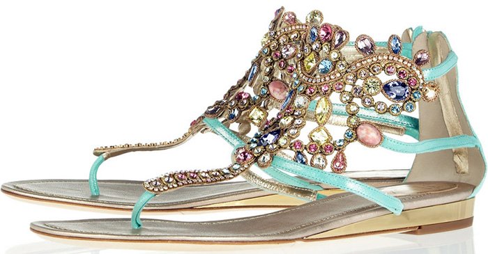 Fashionable women's sandals in rhinestones, spring-summer 2024