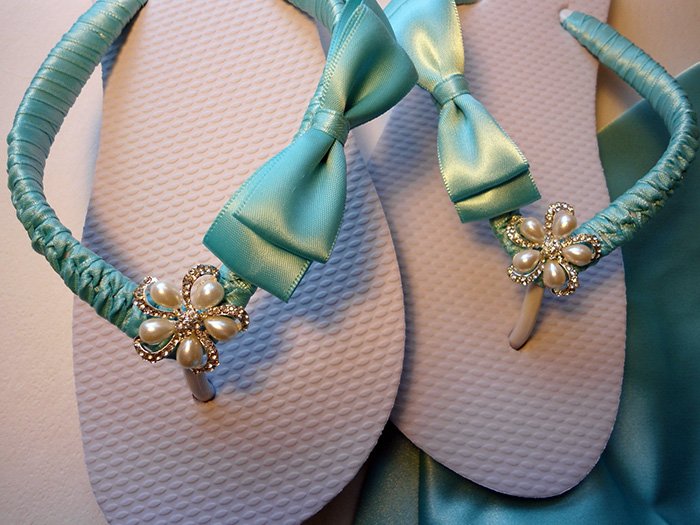 Summer women's shoes in Tiffany style, photo