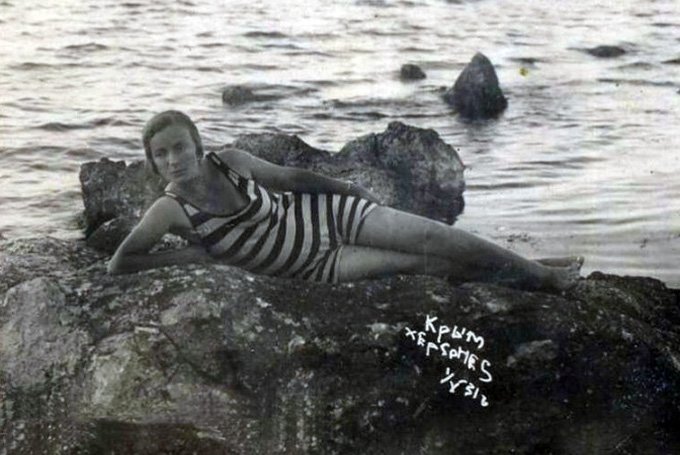 photo of the sea in a swimsuit