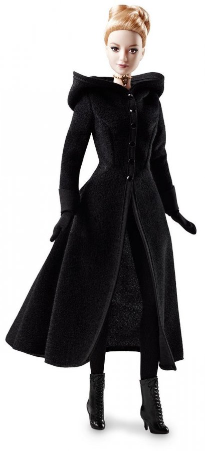 Photo of blonde barbie in black coat