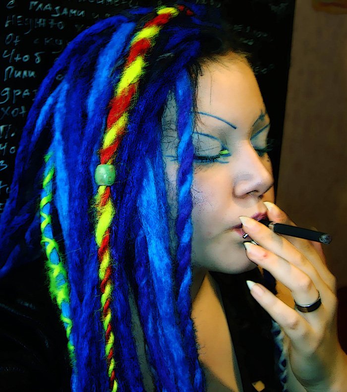 Colored hair cyber goth girl