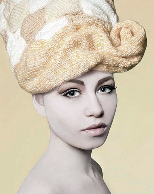 Knitted hat - wig, photo