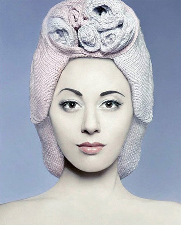 Knitted hat - wig, photo