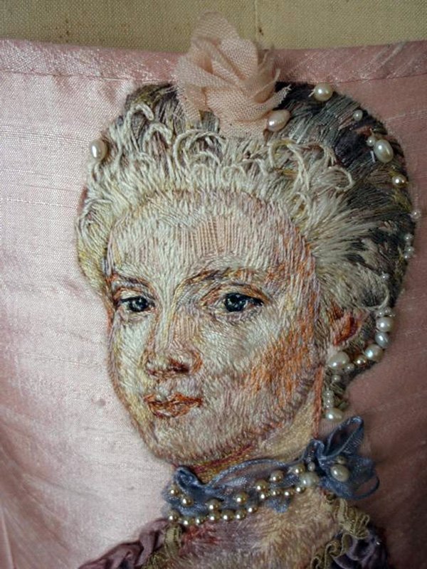 Dress decorated with rococo style embroidery, photo