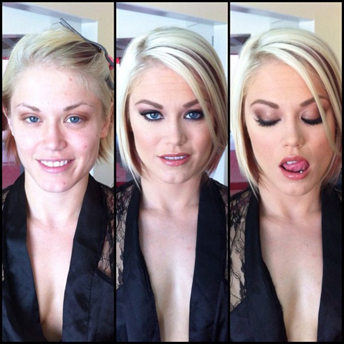 Makeup, before and after photo of the girl