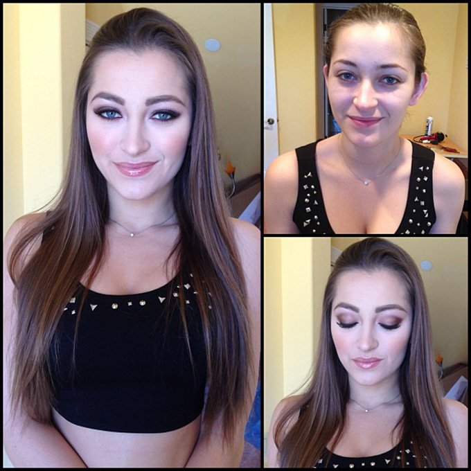 Girl and makeup, before and after makeup