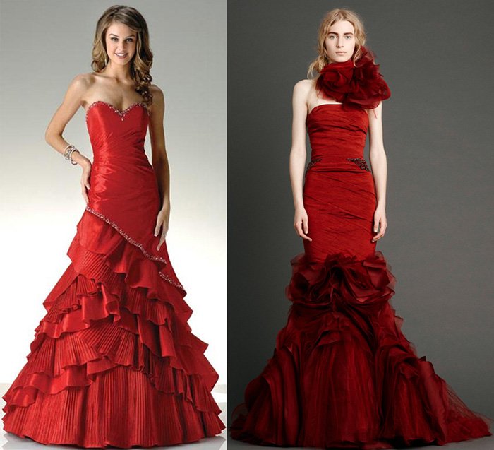 Red wedding dresses, photo