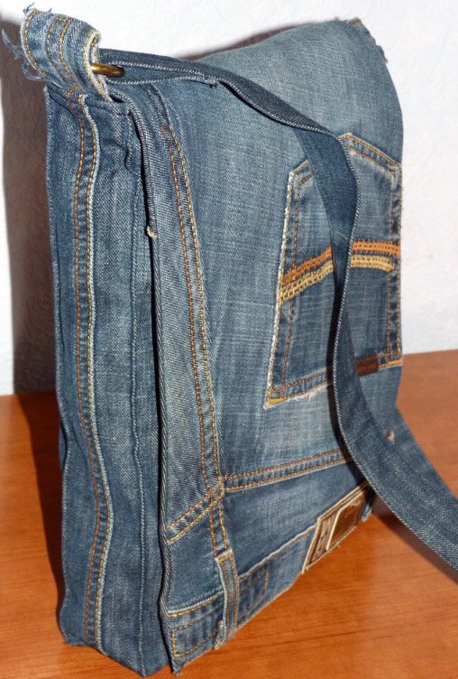 Bag, sewn with your own hands from jeans, photo