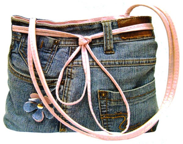 Bag, sewn with your own hands from jeans, photo