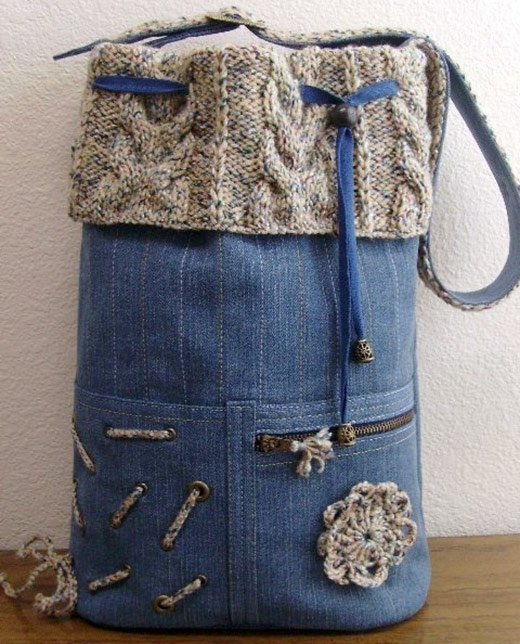 Bag, sewn with your own hands from jeans, photo