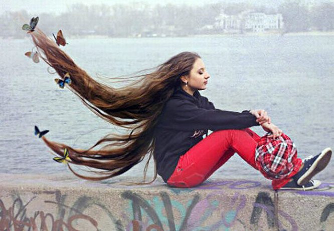 Photo of a girl with long hair