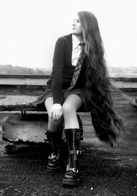 Girl with long hair, photo