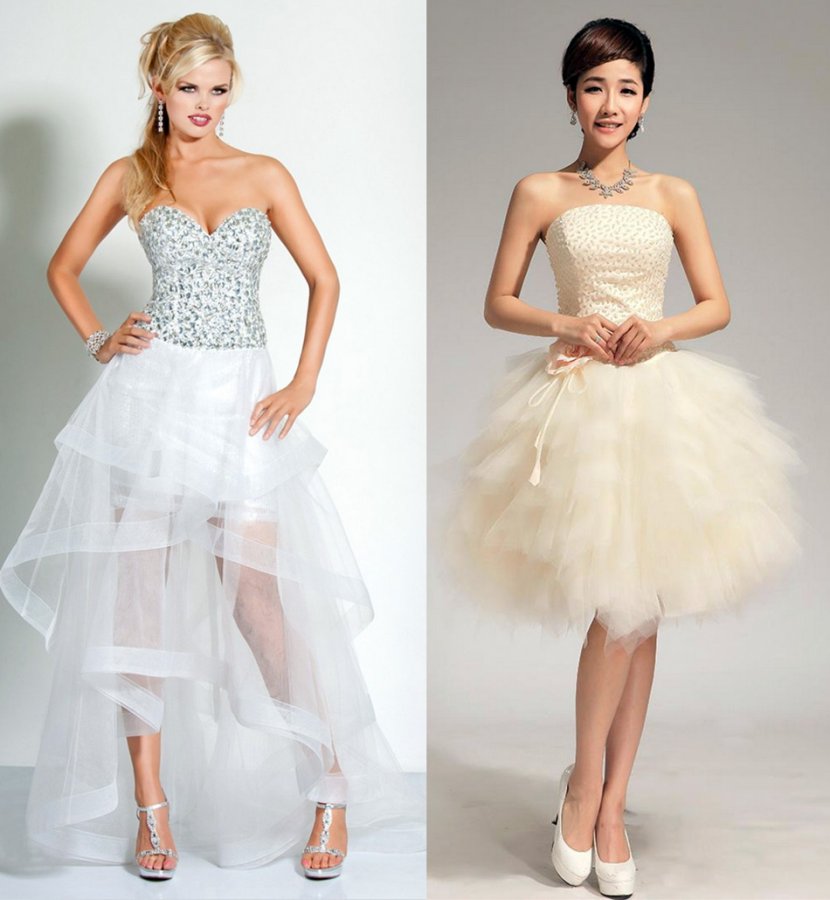 Prom dresses made of transparent fabrics photo