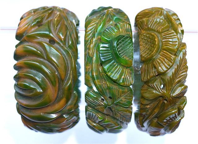 Carved bakelite bracelets, photo