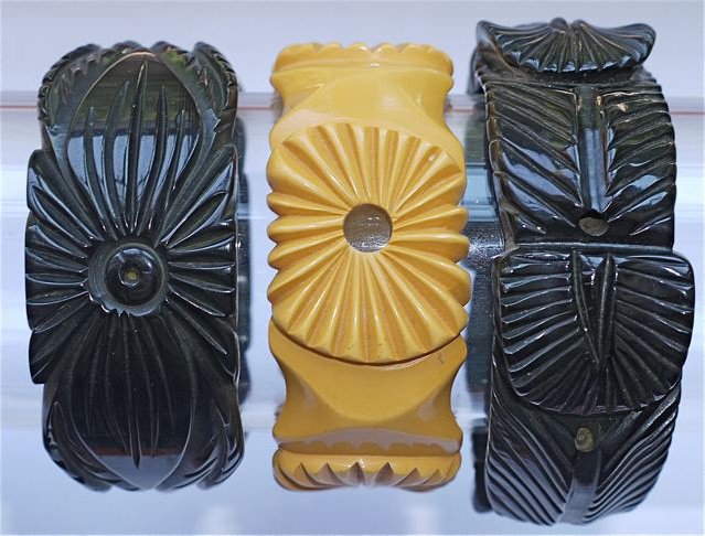 Carved bakelite bracelets, photo