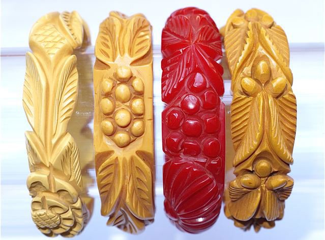 Carved bakelite bracelets, photo