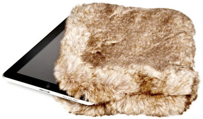 Fur case for iPad tablet, photo