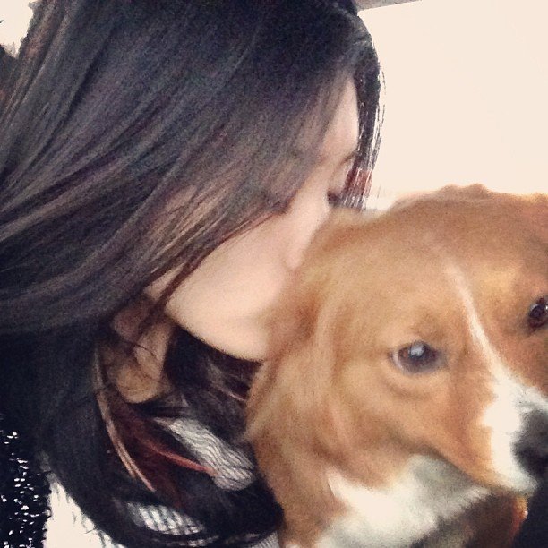 Top model Ming Xi, photo with dog