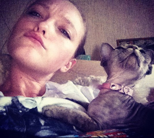 Top model Vlada Rosyalkova and a cat, photo