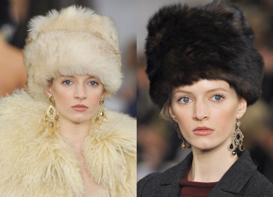 Women's fur hats, photo