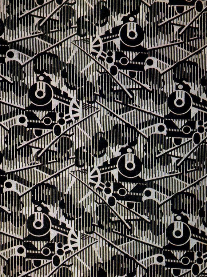 Avant-garde print on fabrics of the early 20th century, photo