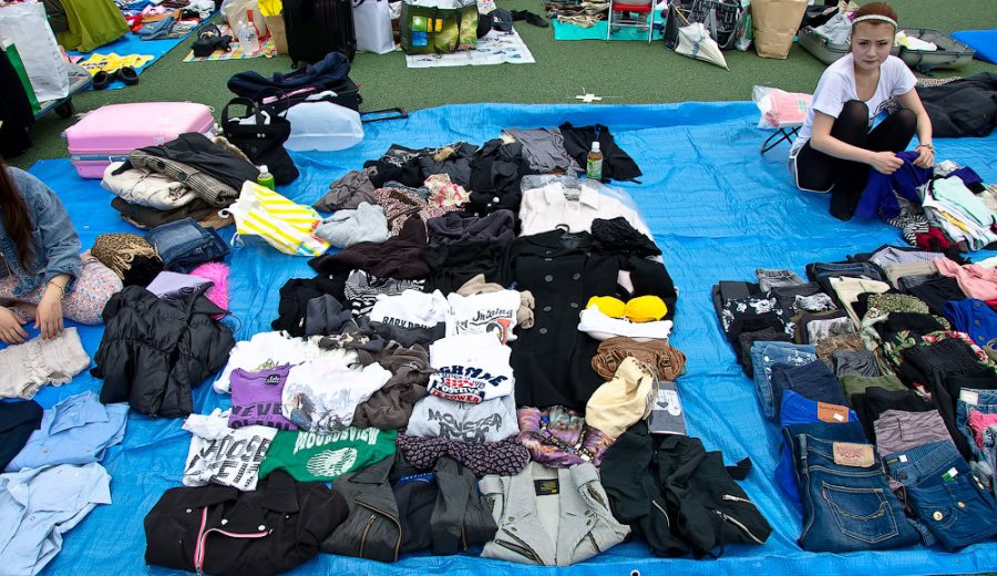 Clothing flea market in Japan, photo