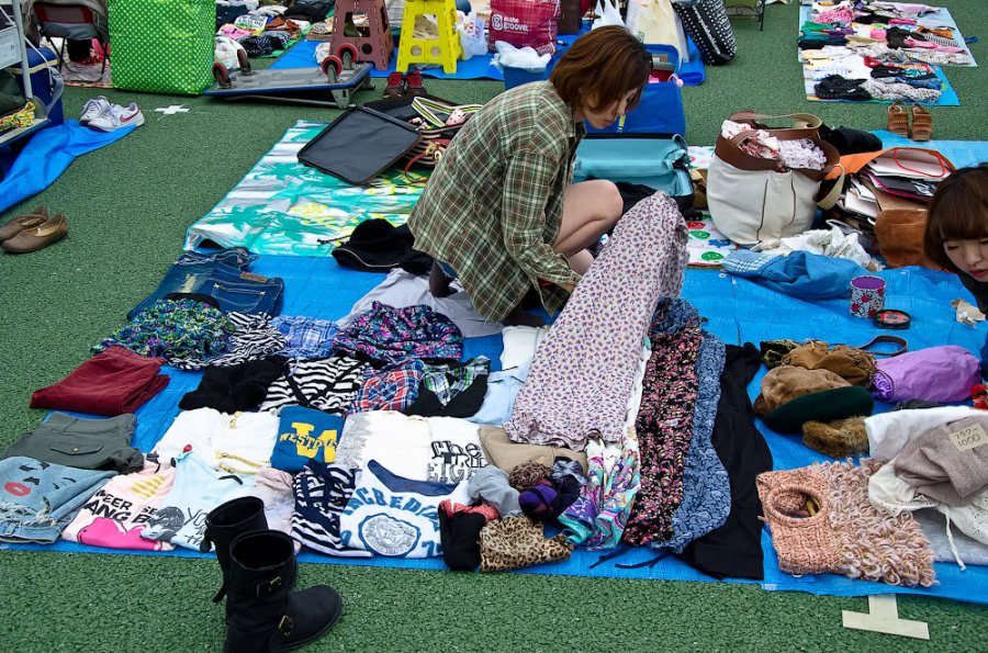 Clothing flea market in Japan, photo