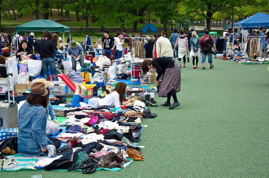 Clothing flea market in Japan, photo